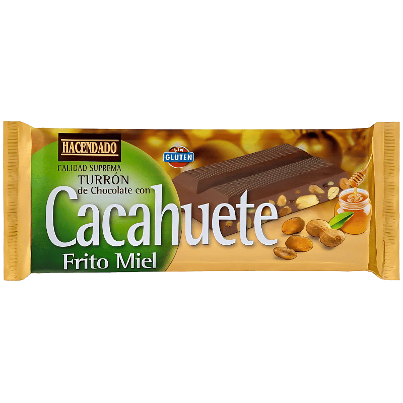 Turrón de Chocolat Cacahuète et Miel Hacendado Qualité Suprême 250g